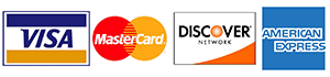 Visa, MasterCard, Discover, and American Express logos