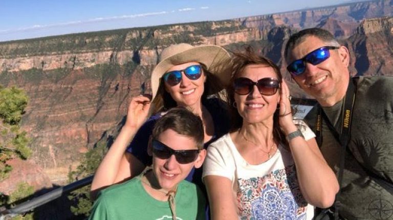 Dr Aleksandr Shibko with family at Grand Canyon